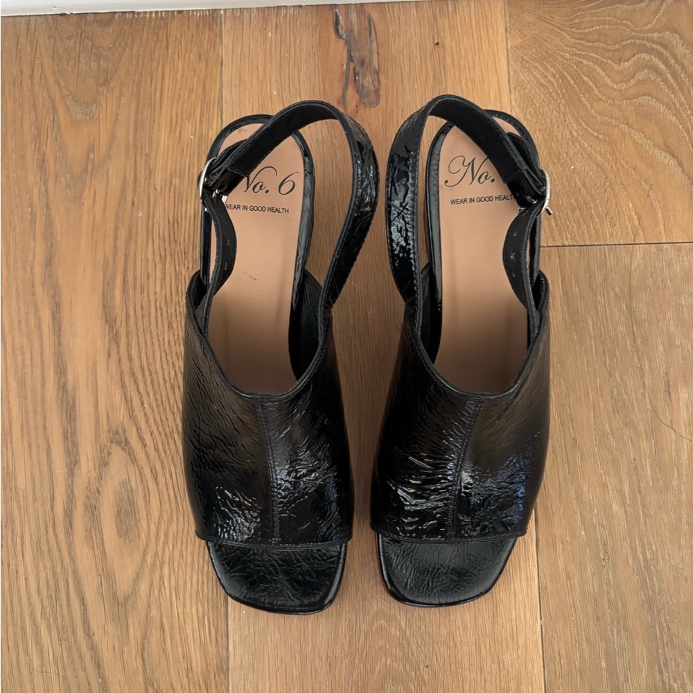 No. 6 Black Patent Leather Slingback Heels